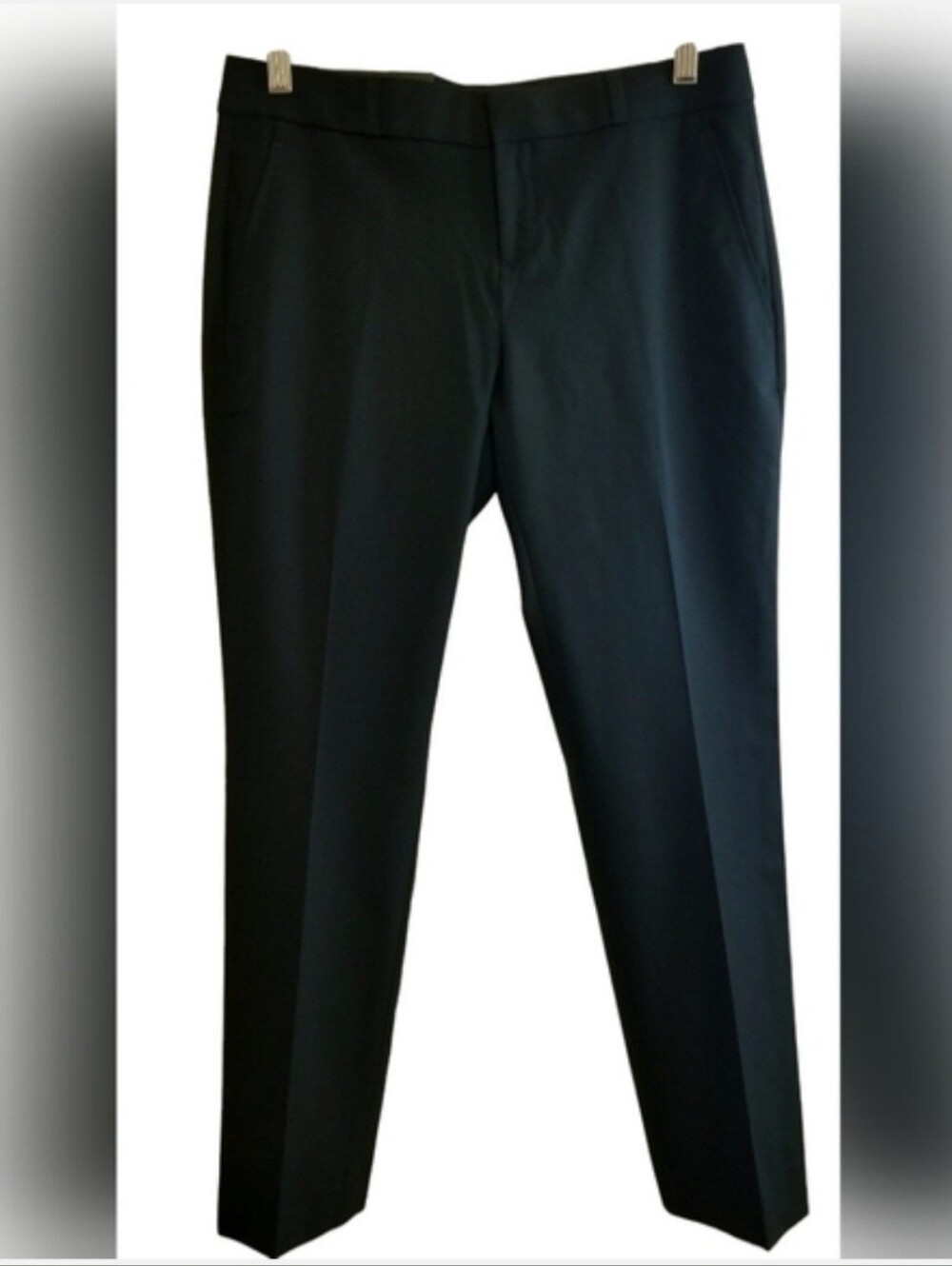 Banana Republic Ryan Mid-Rise Black Straight-Leg Dress Pants Italian Wool Blend